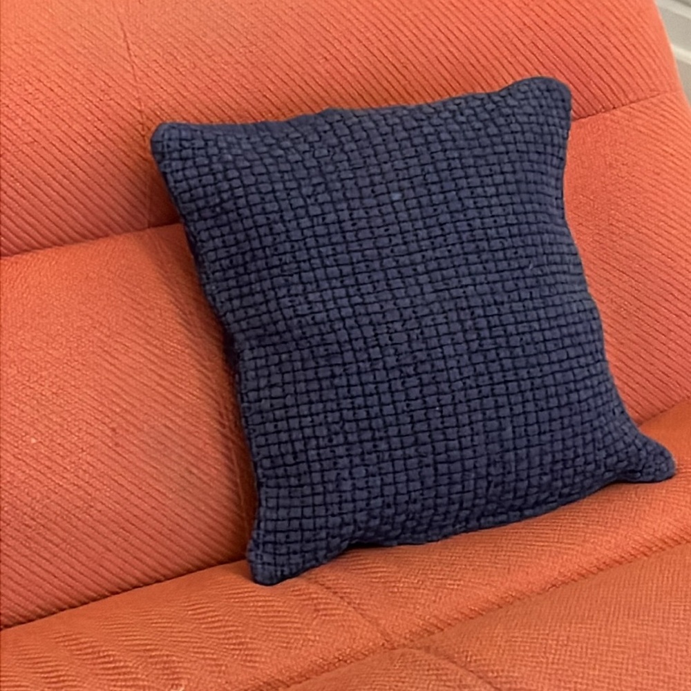 Indigo Navy Blue Knit Cushion Cover.